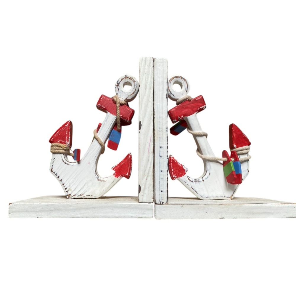 Anchor Wood Bookends Decorative Nautical